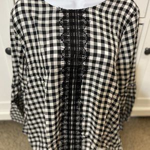 Checkers and Lace Hem and Thread Top